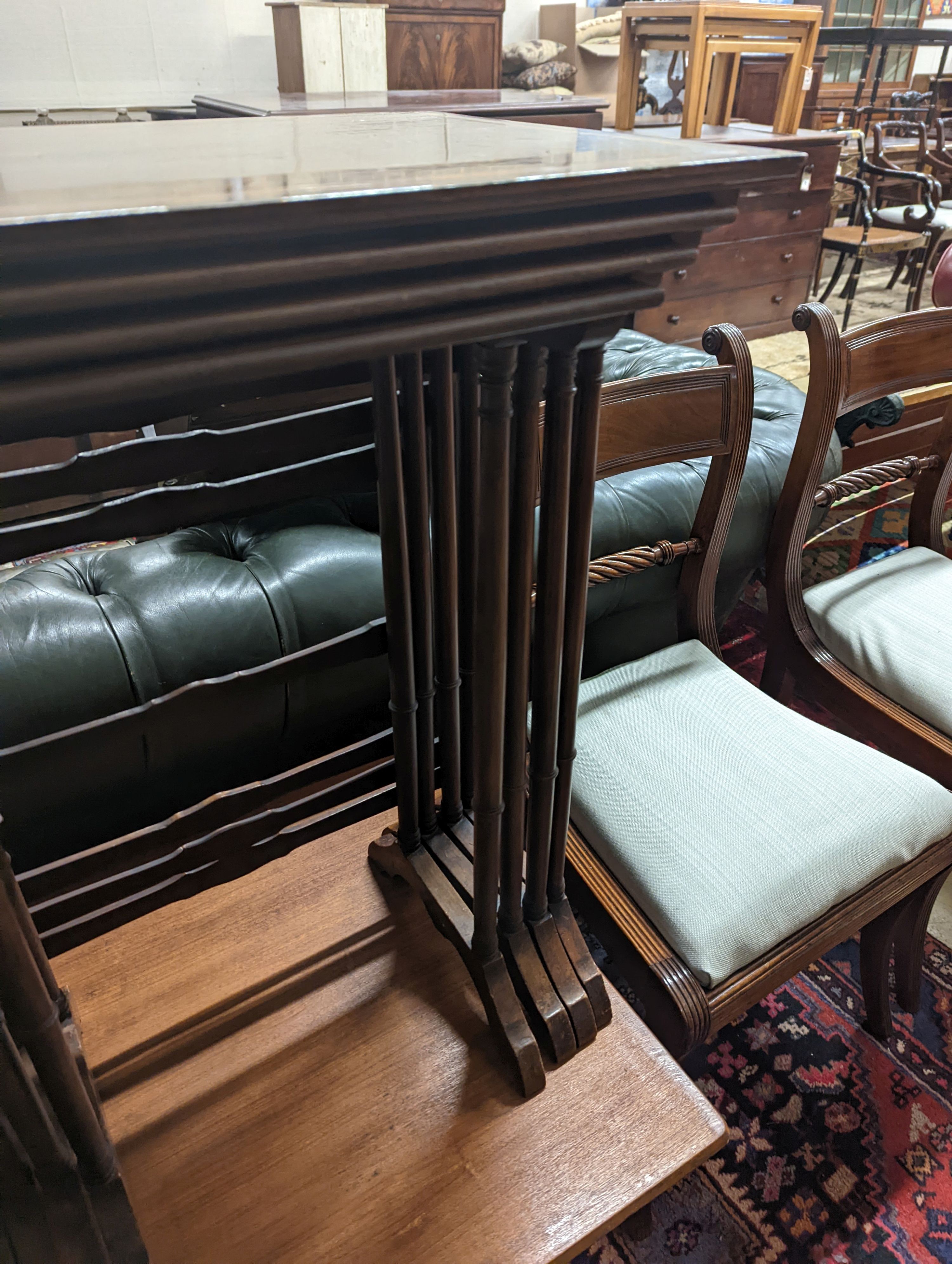 A quartetto of Edwardian satinwood banded mahogany tea tables, width 53cm, depth 35cm, height 68cm